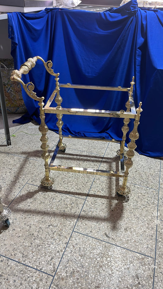 Luxury Rectangular Moroccan Copper Trolley - Handcrafted Golden Service
